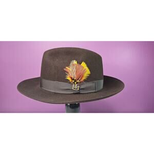 NIB Royal Biltmore "The Avenue" Dark Brown Fedora 7 2 1/2" Brim